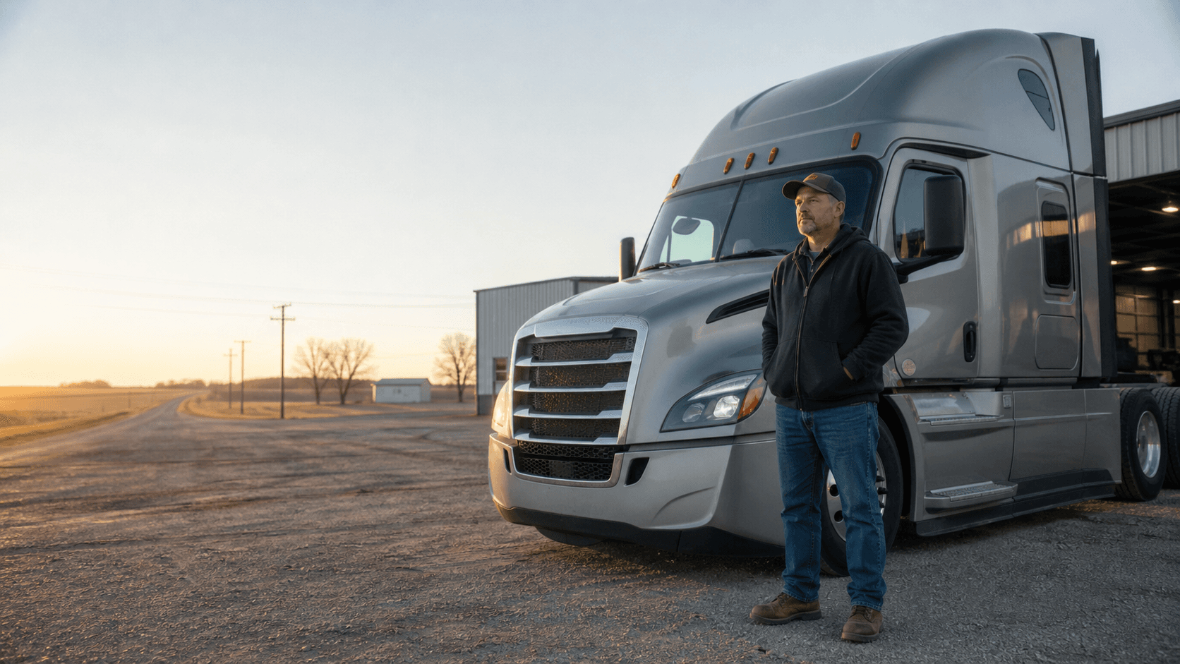 Experienced truck driver standing beside an Ecklund tractor